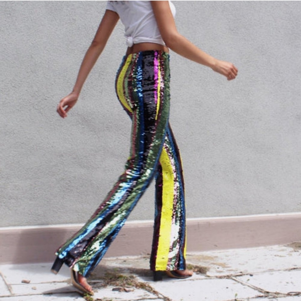 MultiColor Sequins Barbie Disco Party Pants Size Small 2, 4